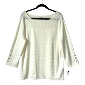 NWT Talbots 100% Pima Cotton Large Ribbed Ivory Top Enameled Buttons